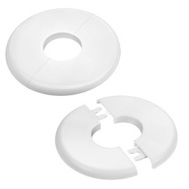 Mabor 2Pcs Round Wall Split Flange, Plumbing Cover Plates Self-Adhesive Faucet Escutcheon Plate ABS Flange Cover for Faucet Decoration Accessories 29mm Buckle Design