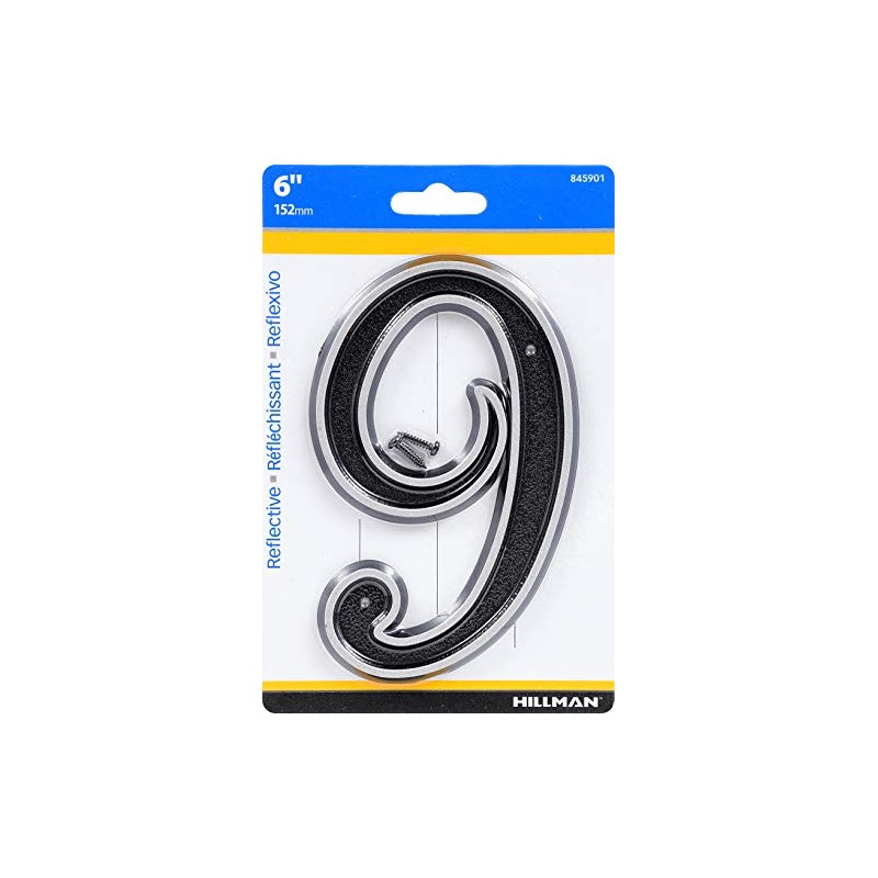 Hillman 845901 6-Inch Reflective House, Number 9,Black