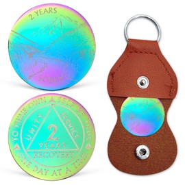 2 Year Sobriety Chip Colorful AA Coin Recovery Medallions One Day At A Time Sober Token Two Year Anniversary Sobriety Gifts for Men Women Alcoholics Anonymous Gifts