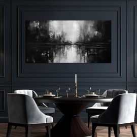 TYTAUPT Large Abstract Canvas Wall Art for Living Room Large Size,Black and White Pictures Wall Art for Office 29 x 59 Inch