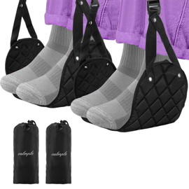 Airplane Foot Hammock 2 Pack, Flying Footrest to Relax Your Feet During Travel with Memory Foam | Versatile Foot Hammock for Airplane, Desk, and More - Comfy Travel Foot Rest for Ultimate Comfort