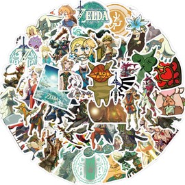 50Pcs The Legend of Zelda Stickers, Tears of The Kingdom Stickers Packs for Teens, Kids, Adults, Vinyl Waterproof Cool Cartoon Game Decals for Laptop Water Bottle Bike Skateboard Luggage