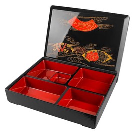 DOERDO Japanese Bento Box Sushi Tray Candy Box Snack Serving Box with Lid Home Restaurant Office, 11.8"x9.4"x2.1"