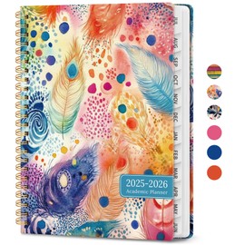 Planner 2025-2026, Academic Year Monthly and Weekly Calendar Planner, Jul 2025 - Jun 2026, Hardcover Teacher Student Planning Agenda book with Tabs, Perfect for School Office Supplies , 6.3" x 8.5" - Feather