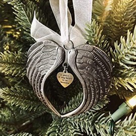 PRATYAHARA Christmas Ornaments Angel Wing A Piece of Heart is in Heaven Ornament for Christmas Tree Double Sided Memorial Ornament Easy to Use 6.5 X 6.8cm