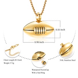 Oinsi Sport Keepsake Jewelry American Football Cremation Necklace Urn Memorial Pendant Jewelry For Ashes For Men