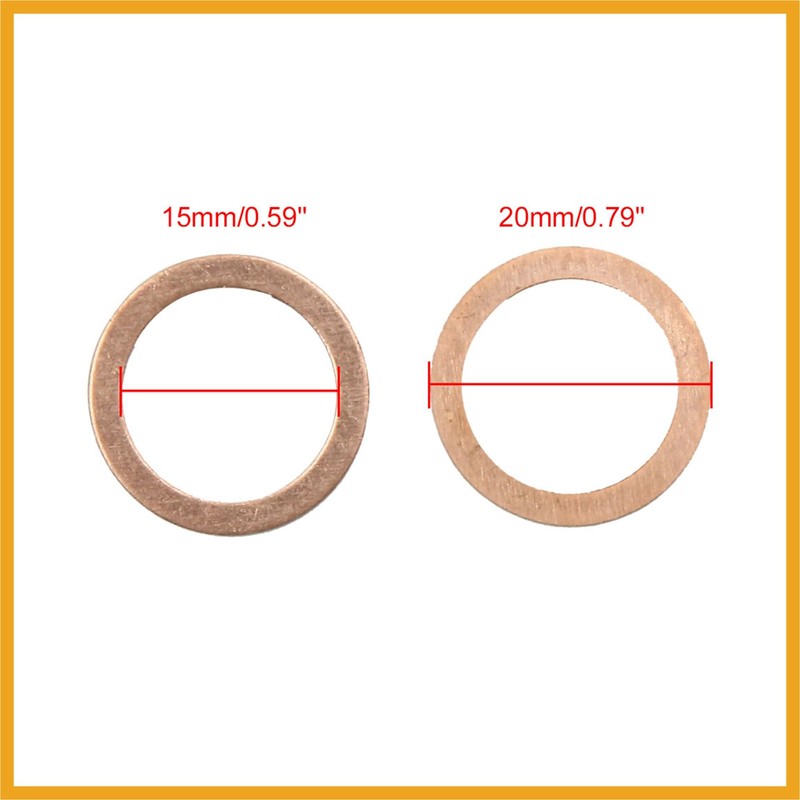Partuto 15mm Inner Dia Copper Crush Washers Car Flat Sealing
