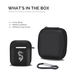 MAYCARI Dragon Case for AirPods 1&2 with Keychain, Cute Animal Design Protective Soft TPU Cover Compatible with AirPods Charging Black Case for Women Girls Kids