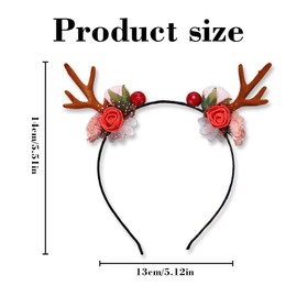 DUOJINSANXI Antler Headband, Antlers Headbands for Women, Reindeer Ears, Christmas Antlers Headband, Deer Costume for Christmas & Festive Events Hair Accessory