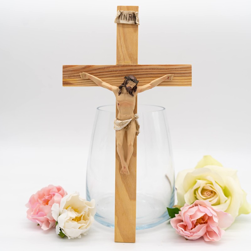 Holy Family Wooden Wall Cross with Christ - Three Sizes