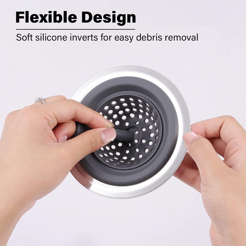 Miibox Silicone Kitchen Sink Drains Strainer, Wide Rim 4.65" Diameter