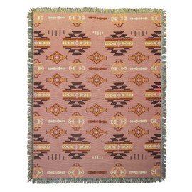 NU TRENDZ Signature Southwest Throw Blanket for Couch Bed, Cotton Woven Southwestern Navajo Throws Tapestry Cover for Living Room Chair Sofa Decorative w/Boho Fringe, 50x60 (1711-1609 TAN)