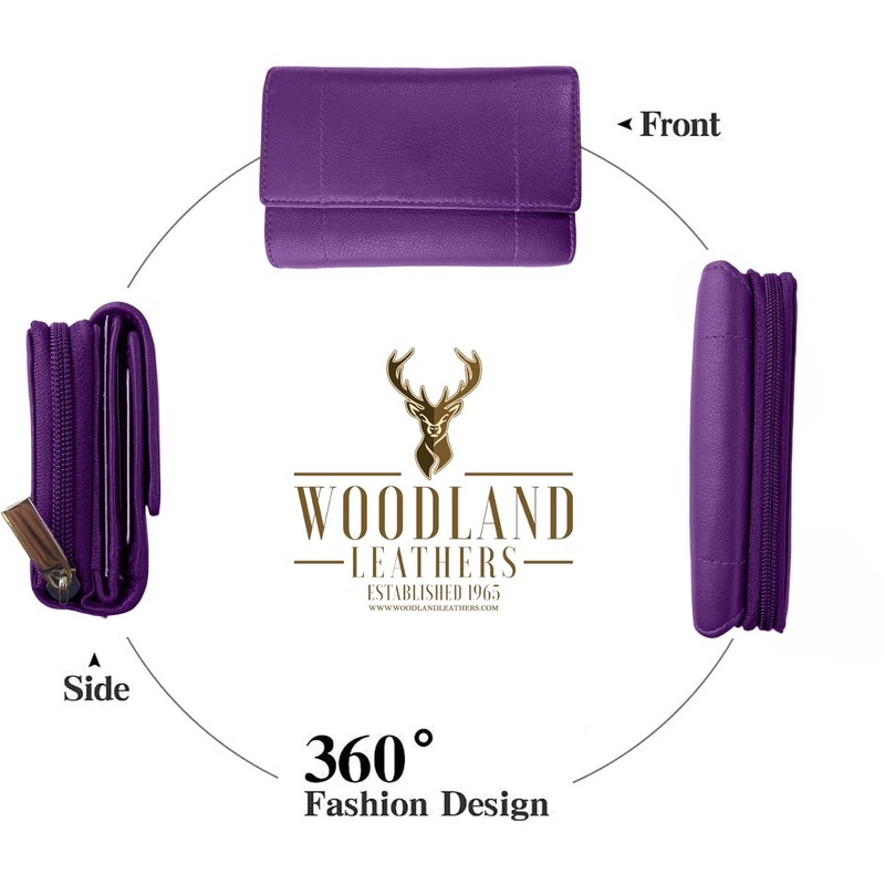 Woodland Leathers Purses for Women, Real Leather RFID Protection Small