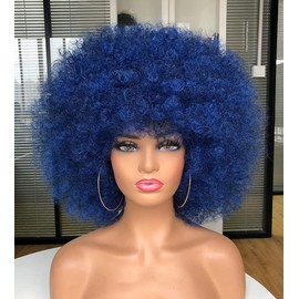 ANNISOUL Afro Wigs for Black Women Short Curly Afro Kinky Wig 70s Bouncy Huge Fluffy Puff Wigs Premium Synthetic for Cosplay and Daily