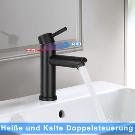 Mursche Bathroom Washbasin Mixer Tap Black Hot and Cold Water Tap High Pressure Mixer Tap Single Lever Mixer Tap Bathroom Sink Tap for Bathroom Sink Kitchen
