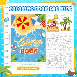 Funrous 48 Pcs Coloring Books with Stackable Crayons Firefighter Summer Circus Party Favors Coloring Pages Drawing Booklet Party Supplies for DIY Art Painting Games Goodie Bag Fillers (Summer)