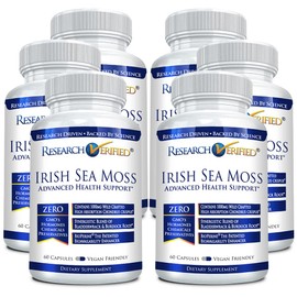 Research Verified Irish Sea Moss - Bladderwrack, Burdock, BioPerine - Rich in Prebiotics - Boost Immunity, Aid Digestion, Strengthen Joints - 360 Capsules - Vegan - Made in The USA