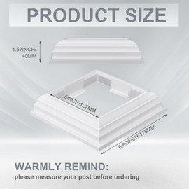 Thyle 4 Pcs True 5 x 5 Inch Vinyl Post Skirt All in one Post Base Cover Column Wraps for Porch Deck Base Vinyl Sleeve White Trim for Wood Hand and Stair Rails Decks, Fences, Mailboxes