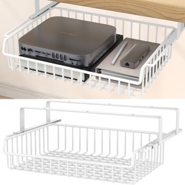 ENONCI Under Desk Drawer, Slide Out Design,No Drill Metal Under Desk Cable Management, Under Desk Storage Shelf Tray Basket Under Table Drawer Organizer for Office, Home, Workspace, Cabinet