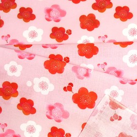 Hamamonyo Tenugui, Watercolor Plum, Pink