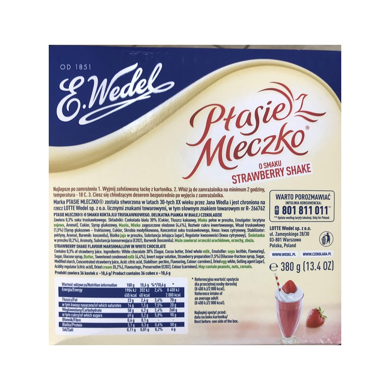 WEDEL Ptasie Mleczko o smaku Strawberry Shake 380 g