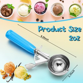 Reallnaive 2 Pcs Release Cookie Scoops Ice Cream Scooper with Trigger Release Portion Scoop Stainless Steel for Portion Control, Baking Food, Cookie Dough, Cupcake Batter (Blue,2 oz)