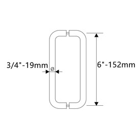 Ranbo Brushed Nickel 6" （CTC） Tubular Back-to-Back Shower Door Handle，3/4" Diameter Pull Handles with Metal Washers, for 1/4"- 1/2" Thick Glass and 1-3/8" - 2-1/6" Thick Wooden or Metal Doors