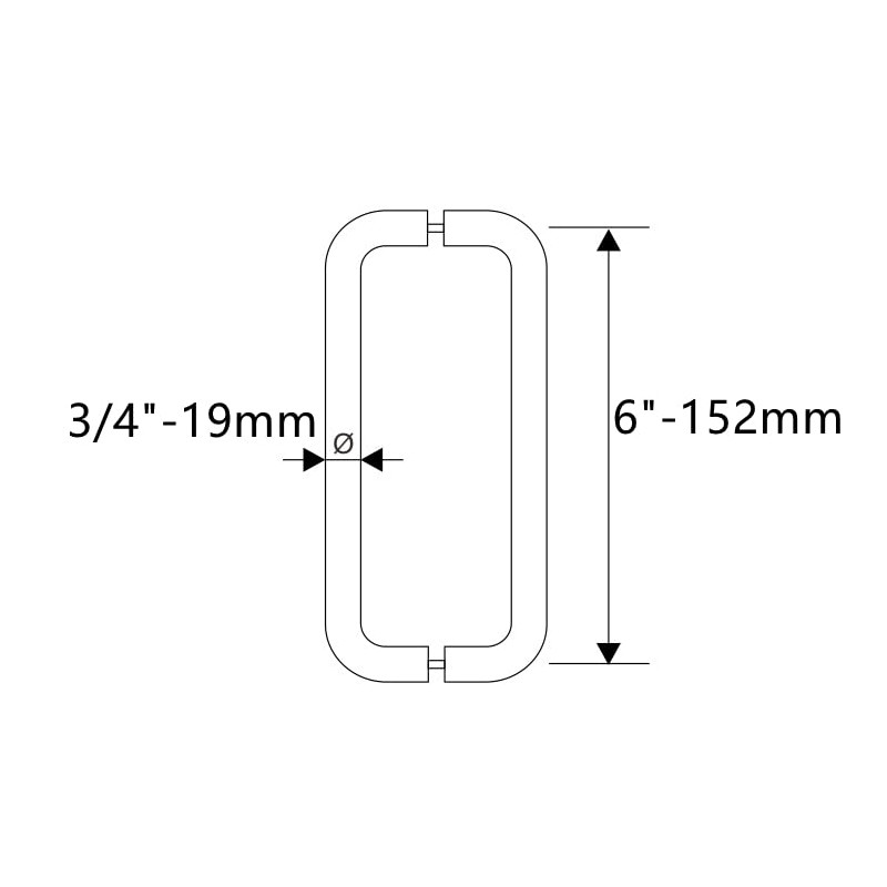 Ranbo Brushed Nickel 6" （CTC） Tubular Back-to-Back Shower Door Handle，3/4"