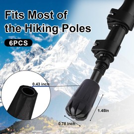 Premium Trekking Pole Tips & Hiking Pole Tips Replacement - 6 Pack Universal Rubber Tips for Walking Sticks & Hiking Poles, Fits Komperdell, Black Diamond & Most Trekking Poles Accessories by Inscool