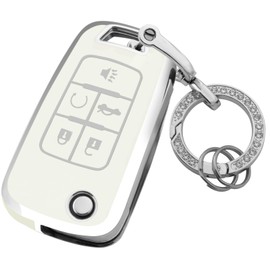 XIYANG TRADE XIYANG TRADE for Chevy Key Fob Cover with Keychain,Premium TPU Full Protection Key Case Shell for Equinox Camaro Cruze Malibu Impala Spark Sonic GMC Buick Terrain Encore Allure Regal (White)