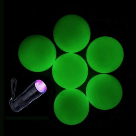 Aolowewin 6 pelotas de golf luminosas con linterna UV (12 LEDs) para golf nocturno, pelotas de golf fluorescentes, pelotas de golf de práctica nocturna, recarga con luz solar o linterna (7)