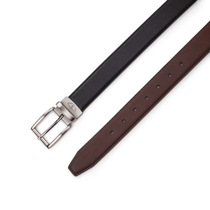 DOCKERS Men's Two-in-one Reversible Rotative Buckle Everyday Casual Dress Belt