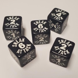 Sneak Attack Dice Compatible with Dungeons and Dragons Rogue (5 Pack)