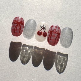 [Rene] Cherry handmade nail tips, daily nail specialist / [르네] 앵두 수제네일팁 데일리네일 전문