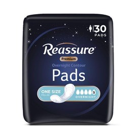Reassure Premium Overnight Contour Pad - 1 Case of 4 Bags (120 Total Count)