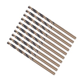 CoCud Twist Drill Bits, 2.5mm Cutting Edge, Titanium & Nitride Coated High Speed Steel 4341 Round Shank - (Applications: for Stainless Steel Drilling Machine), 10-Pieces