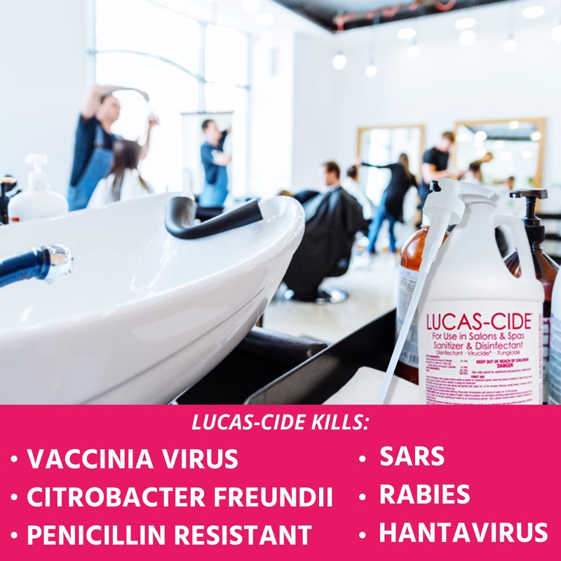 LUCAS-CIDE Salon & Spa Disinfectant, Multipurpose Surface Sanitizer, Bundle with