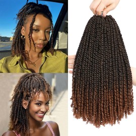 LPARMJIT Micro Twist Crochet Hair 8 Inch Pre-Looped Curly Mini Passion Twist Crochet Hair Mini Senegalese Twist Crochet Hair Synthetic Hair Extensions (T30, 12 Inch (3 Pack)