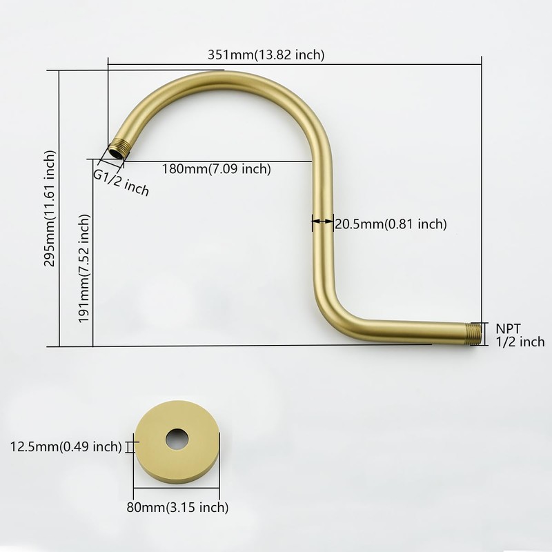 RANDOM S Shaped Shower Head Riser Pipe,Goose Neck Shower Arm
