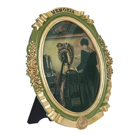 Oval Vintage Olive Green Gold Rococo Frame for Tabletop & Wall