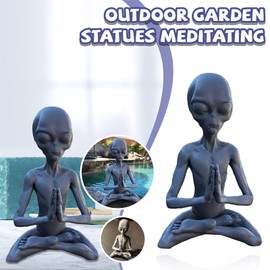SNSN - Esculturas y estatuas de jardín extraterrestre meditando, estatua de resina alienígena, adorno para patio, la mejor decoración artística para interiores y exteriores, hogar u oficina, regalo