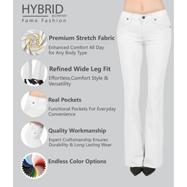 Hybrid & Company Women's Skinny Bootcut Stretch Pant P31698BL White 5