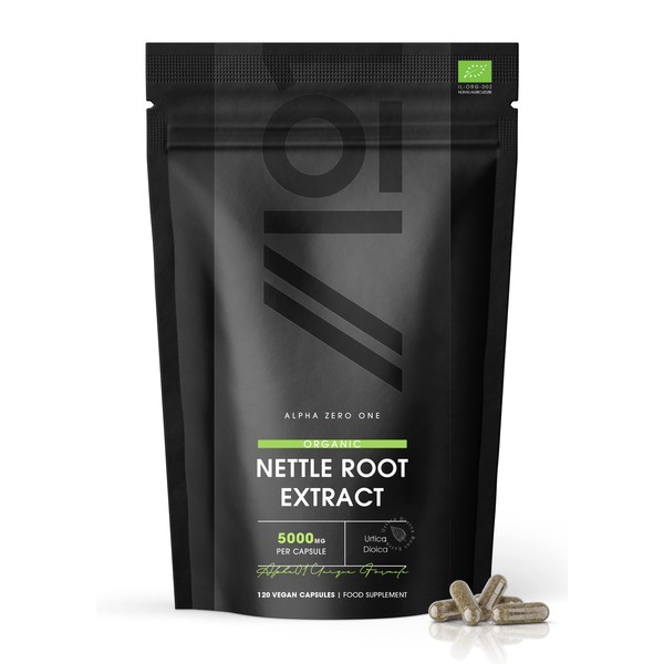 Organic Nettle Root Extract 5000mg - Potent Urtica Dioica Extract Formula - No Additives - Non-GMO, Halal, 120 Vegan Caps