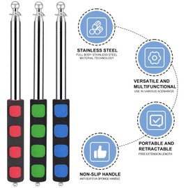 DOINEUFL 3 PCS Telescopic Flag Pole, Handheld Telescopic Pole for Teaching, Extendable Flag Pole Telescopic Flag Pole Festival, Portable Flag Pole