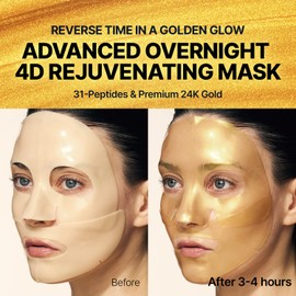 SUNGBOON EDITOR Silk Peptide EGF Intensive Gold Overnight Mask, Hydrating Mask for Glass Skin,31 Multi Peptide(Copper Peptides)+24K Gold&Collagen, Korean Skincare, 4ea | Gifts for Women