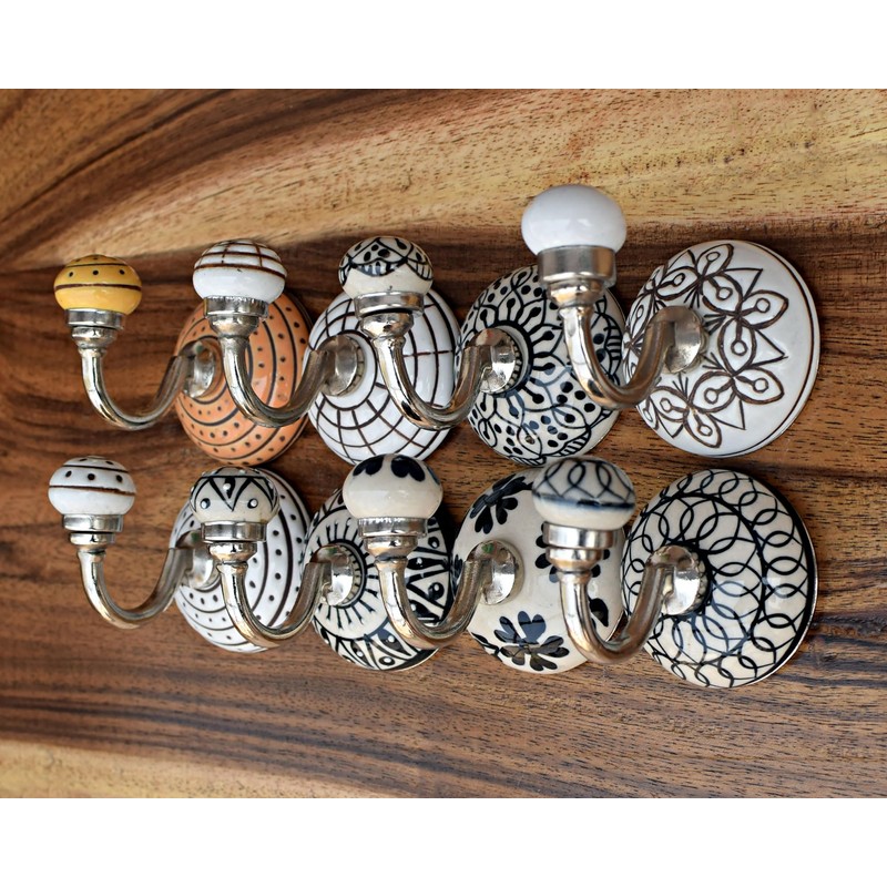 Hand Painted Ceramic Coat and Wall Hook Unique Ceramic Towel