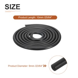 DTGN 10mm x 2meters(DXL) Nitrile Rubber Round Seal Strip - 1Pack - Good for DIY Furniture - Round Solid Weather Stripping - Black