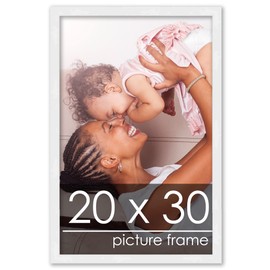 Poster Palooza 20x30 Frame White Solid Pine Wood Picture Frame | UV Acrylic, Foam Board Backing & Hanging Hardware