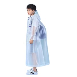 APAGAI Kids' Raincoat, School Bag, Elementary School Students, Juniors, Children, Transparent Sun Visor, Backpack, Storage Bag, Reflector, Poncho, Kappa, Transparent Blue, XL