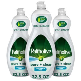 Palmolive Ultra Dishwashing Liquid Dish Soap, Pure + Clear Fragrance Free - 32.5 Fluid Ounce, Pack of 9